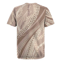 Polynesian Puakeniken Pikake Twisted Lei Rugby Jersey Beige - Polynesian Pride