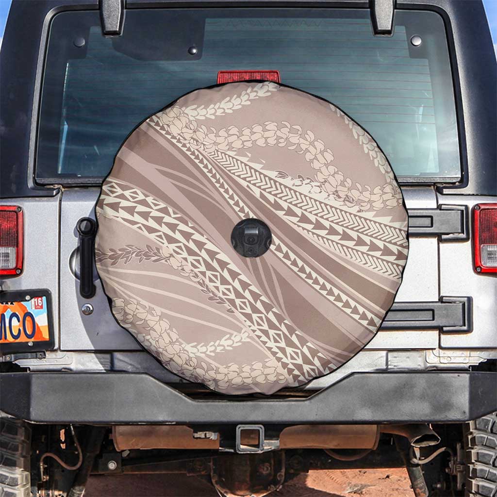 Polynesian Puakeniken Pikake Twisted Lei Spare Tire Cover Beige - Polynesian Pride