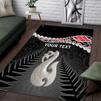 Personalised New Zealand Maori Area Rug Manaia Mix Koru LT7 Black - Polynesian Pride