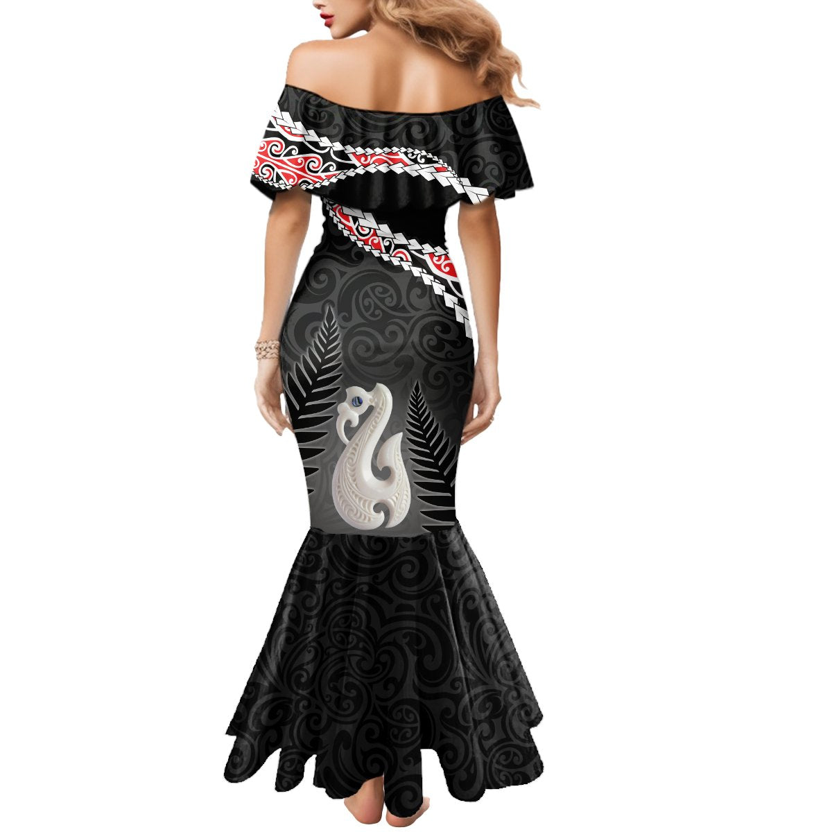 Personalised New Zealand Maori Mermaid Dress Manaia Mix Koru LT7 - Polynesian Pride