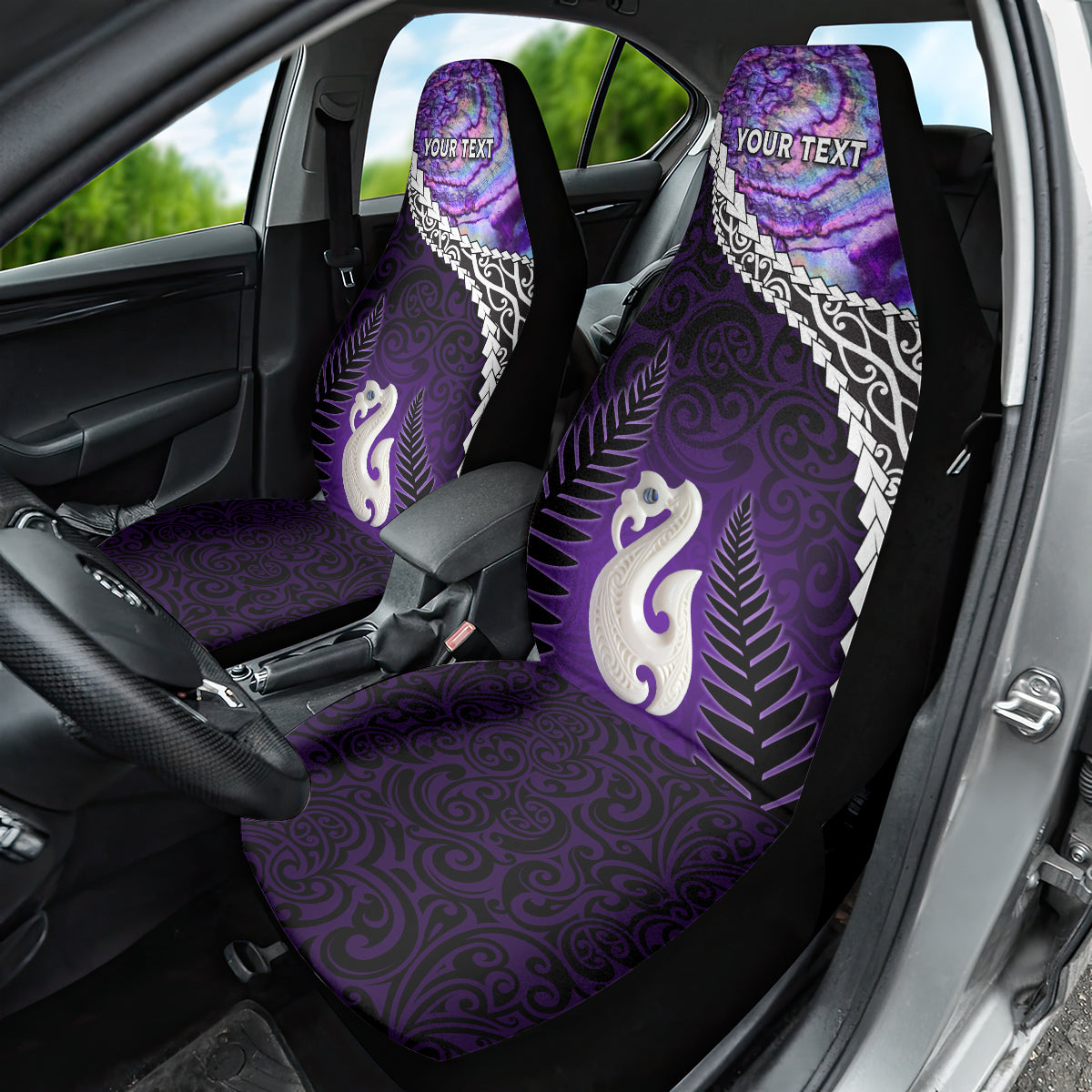 Personalised New Zealand Maori Car Seat Cover Manaia Paua Shell Purple LT7 - Polynesian Pride