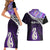 Personalised New Zealand Maori Couples Matching Short Sleeve Bodycon Dress and Hawaiian Shirt Manaia Paua Shell Purple LT7 - Polynesian Pride