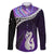 Personalised New Zealand Maori Family Matching Mermaid Dress and Hawaiian Shirt Manaia Paua Shell Purple LT7 Dad's Shirt - Long Sleeve Purple - Polynesian Pride