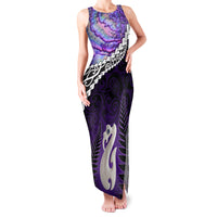 Personalised New Zealand Maori Family Matching Tank Maxi Dress and Hawaiian Shirt Manaia Paua Shell Purple LT7 Mom's Dress Purple - Polynesian Pride