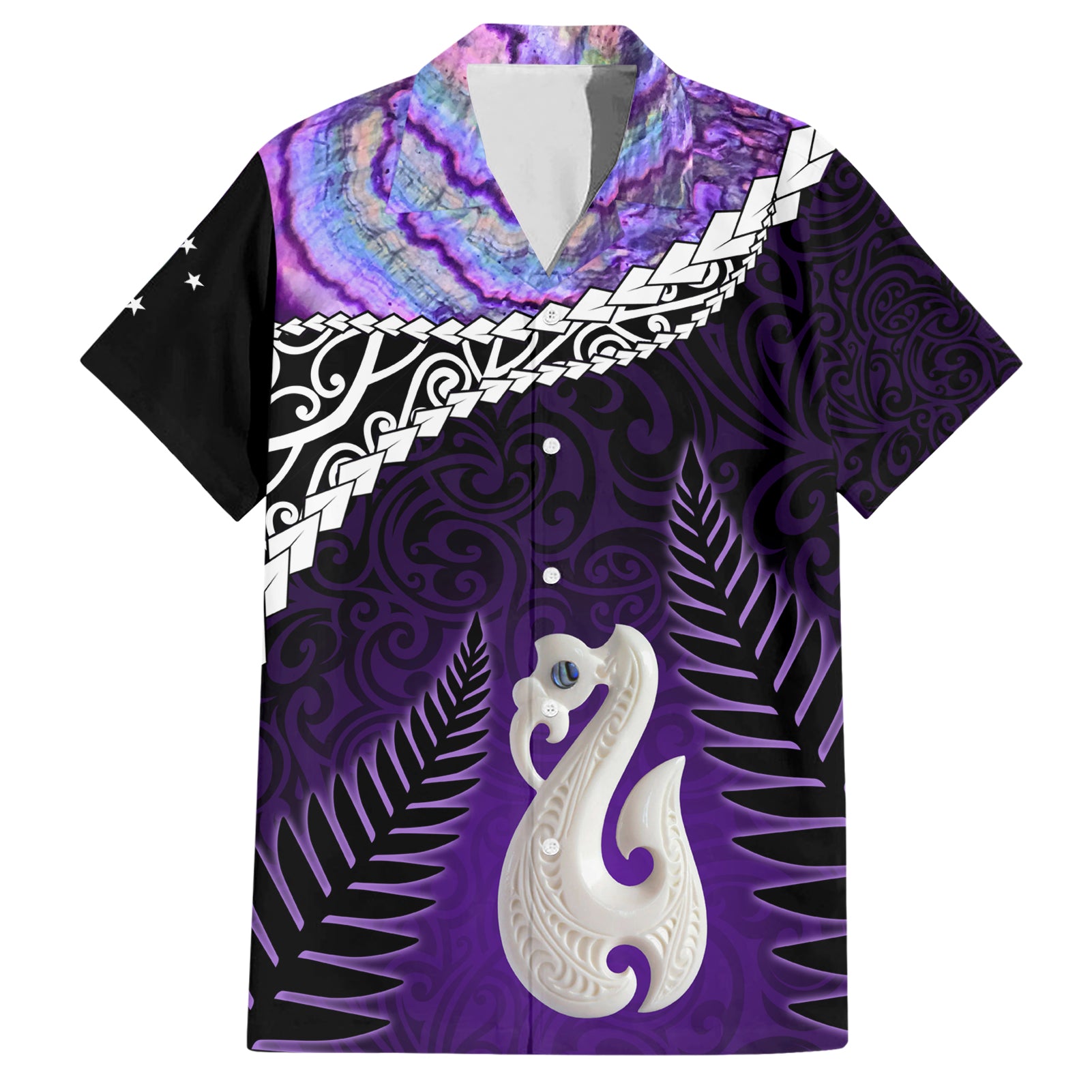 Personalised New Zealand Maori Hawaiian Shirt Manaia Paua Shell Purple LT7 Purple - Polynesian Pride