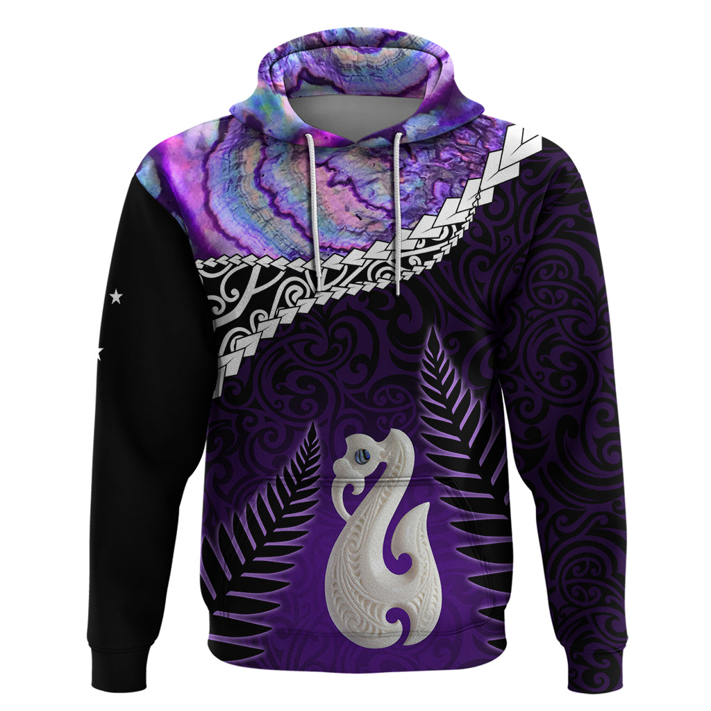 Personalised New Zealand Maori Hoodie Manaia Paua Shell Purple LT7 Pullover Hoodie Purple - Polynesian Pride