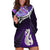 Personalised New Zealand Maori Hoodie Dress Manaia Paua Shell Purple LT7 Purple - Polynesian Pride