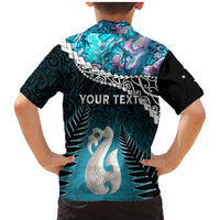 Personalised New Zealand Maori Family Matching Mermaid Dress and Hawaiian Shirt Manaia Paua Shell Turquoise LT7 - Polynesian Pride