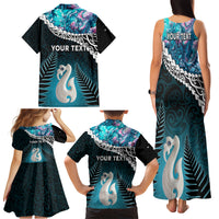 Personalised New Zealand Maori Family Matching Tank Maxi Dress and Hawaiian Shirt Manaia Paua Shell Turquoise LT7 - Polynesian Pride