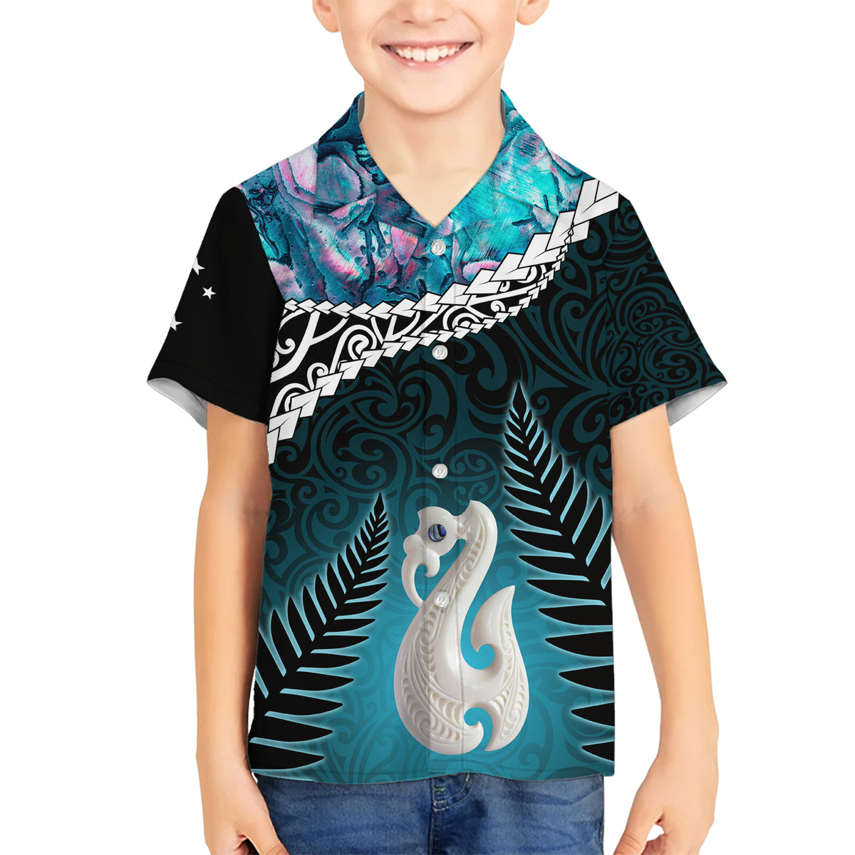 Personalised New Zealand Maori Hawaiian Shirt Manaia Paua Shell Turquoise LT7 - Polynesian Pride