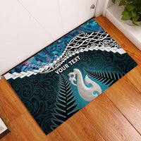 Personalised New Zealand Maori Rubber Doormat Manaia Paua Shell Turquoise LT7 Turquoise - Polynesian Pride