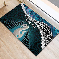 Personalised New Zealand Maori Rubber Doormat Manaia Paua Shell Turquoise LT7 - Polynesian Pride