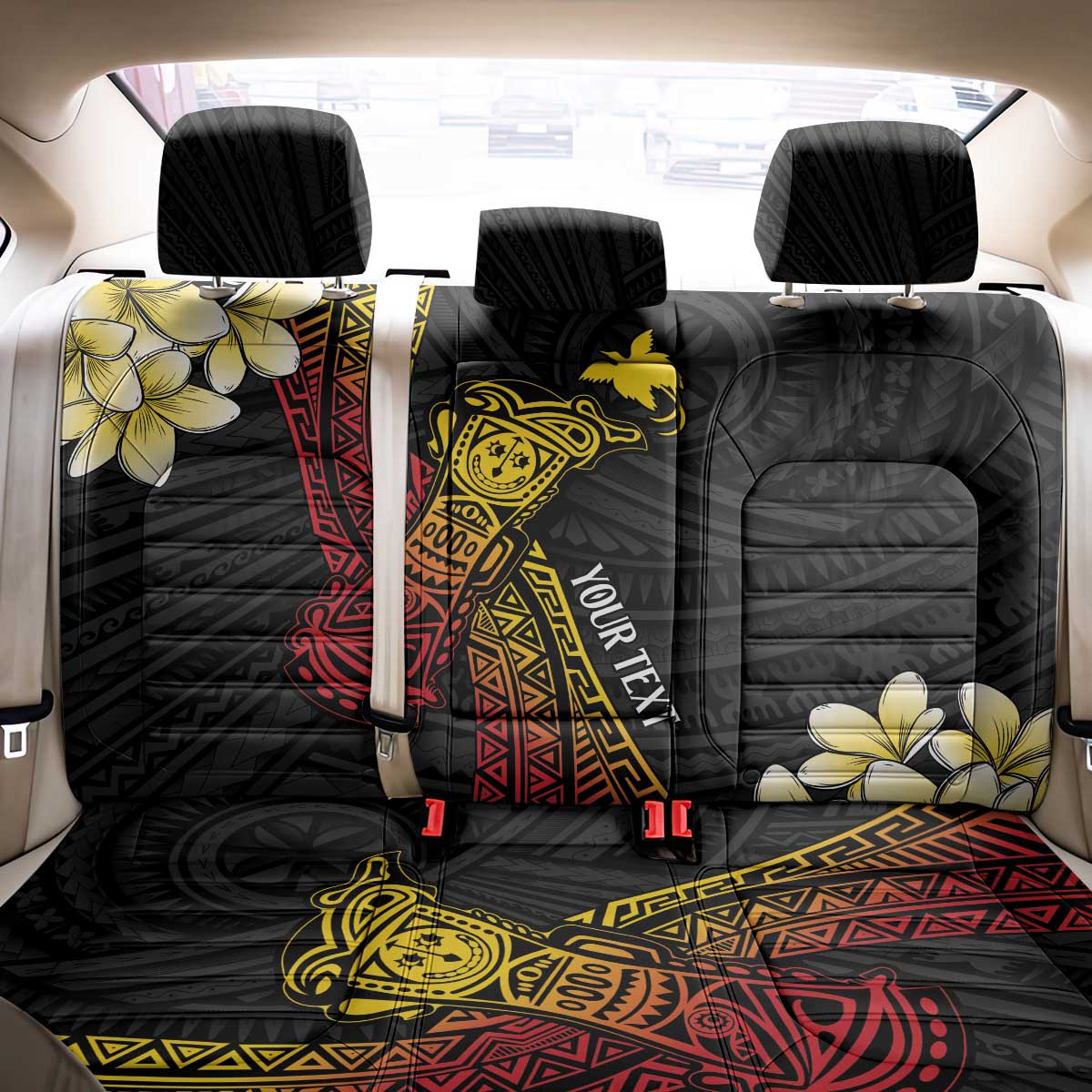 Personalized Papua New Guinea Back Car Seat Cover Kundu Drum Carving Motifs