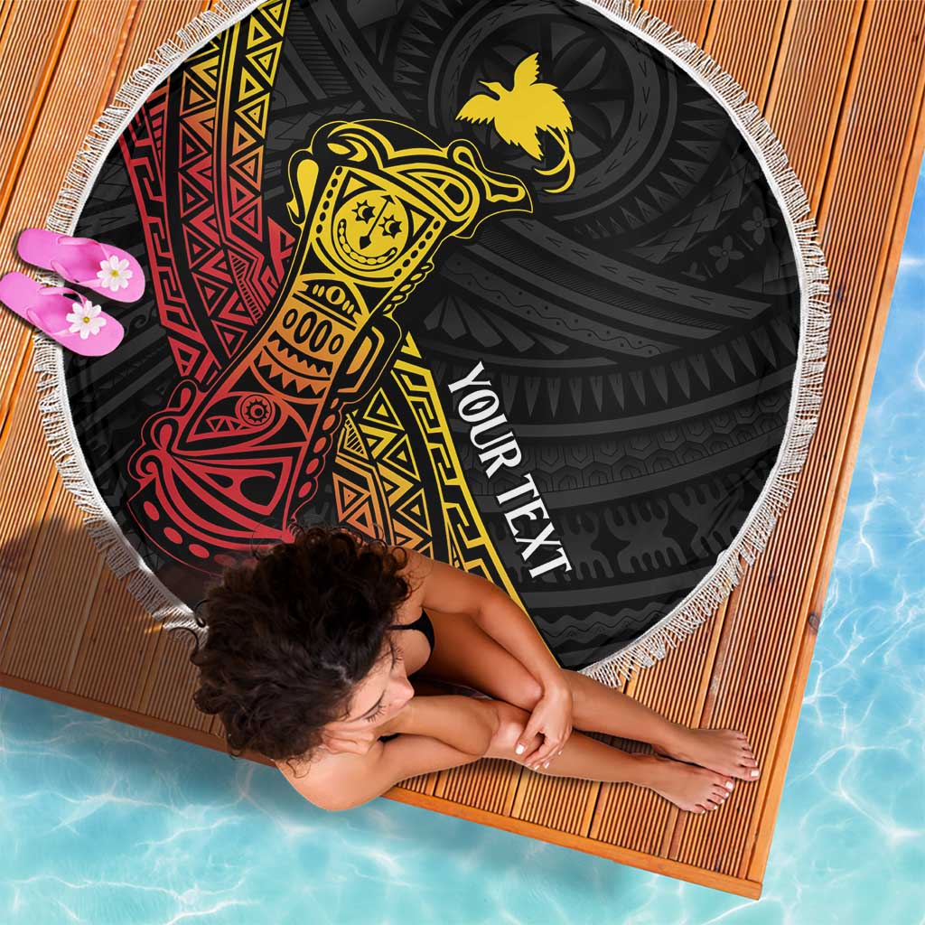 Personalized Papua New Guinea Beach Blanket Kundu Drum Carving Motifs