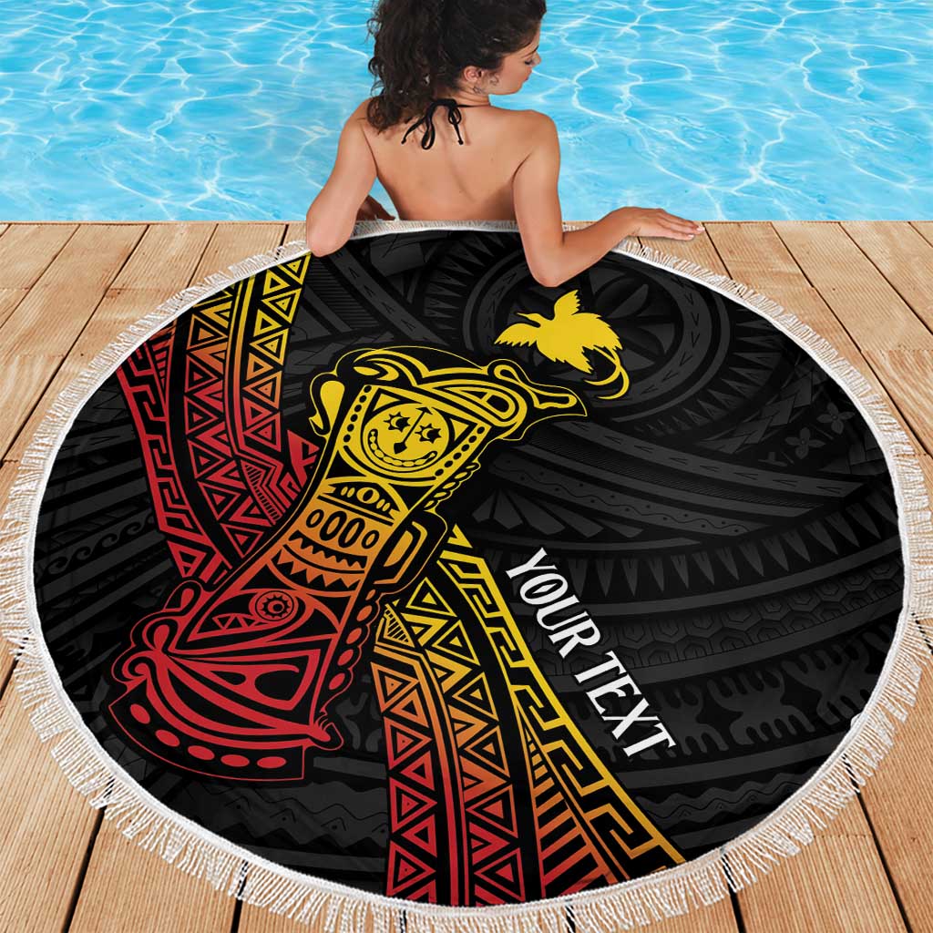 Personalized Papua New Guinea Beach Blanket Kundu Drum Carving Motifs
