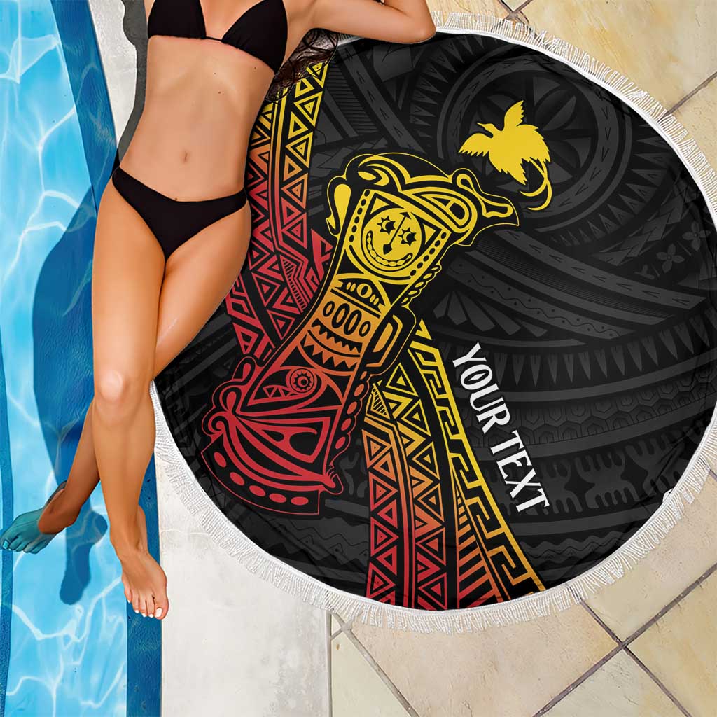 Personalized Papua New Guinea Beach Blanket Kundu Drum Carving Motifs