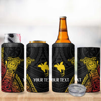 Personalized Papua New Guinea 4 in 1 Can Cooler Tumbler Kundu Drum Carving Motifs