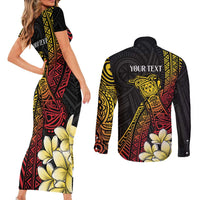 Personalized Papua New Guinea Couples Matching Short Sleeve Bodycon Dress and Long Sleeve Button Shirt Kundu Drum Carving Motifs