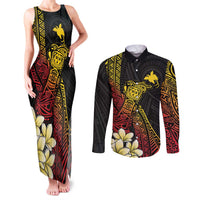 Personalized Papua New Guinea Couples Matching Tank Maxi Dress and Long Sleeve Button Shirt Kundu Drum Carving Motifs