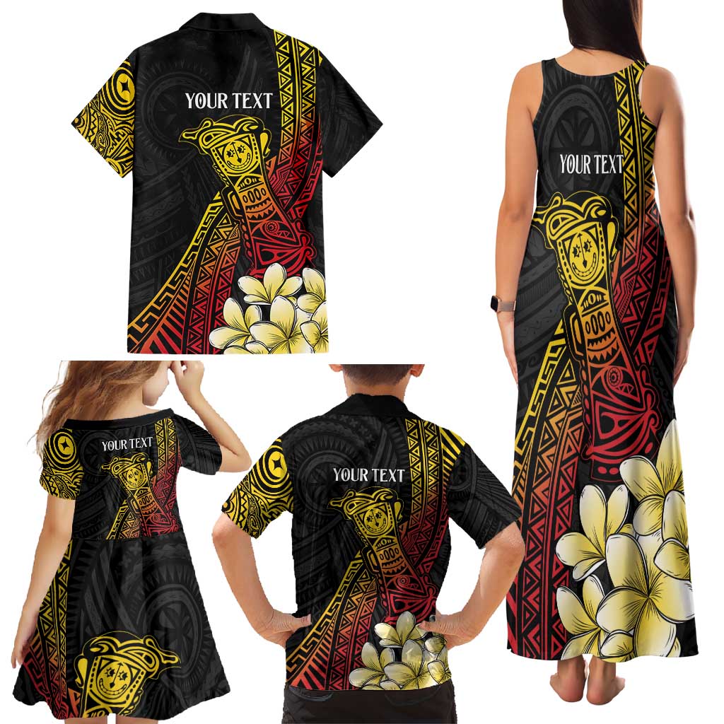 Personalized Papua New Guinea Family Matching Tank Maxi Dress and Hawaiian Shirt Kundu Drum Carving Motifs