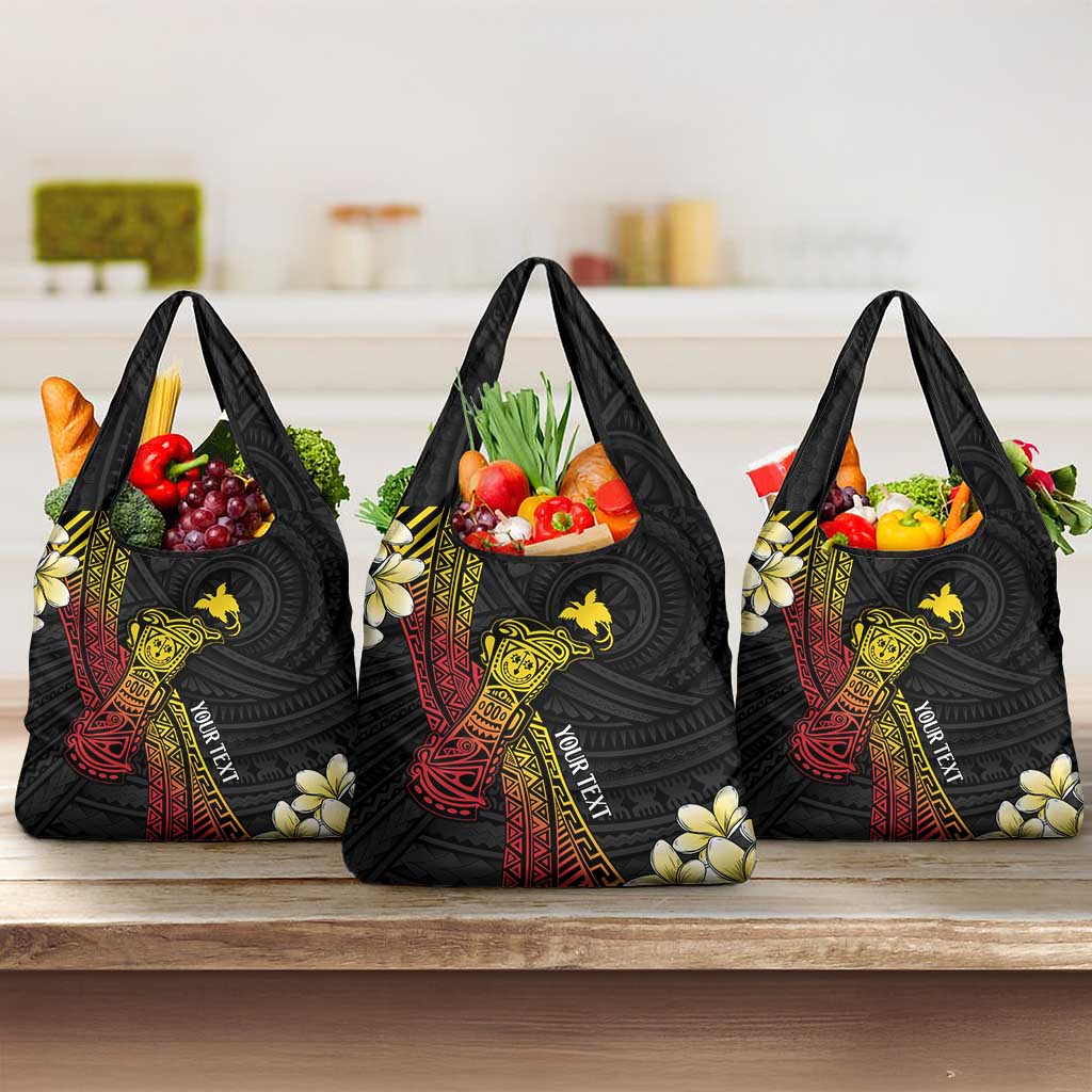 Personalized Papua New Guinea Grocery Bag Kundu Drum Carving Motifs