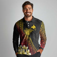 Personalized Papua New Guinea Long Sleeve Polo Shirt Kundu Drum Carving Motifs