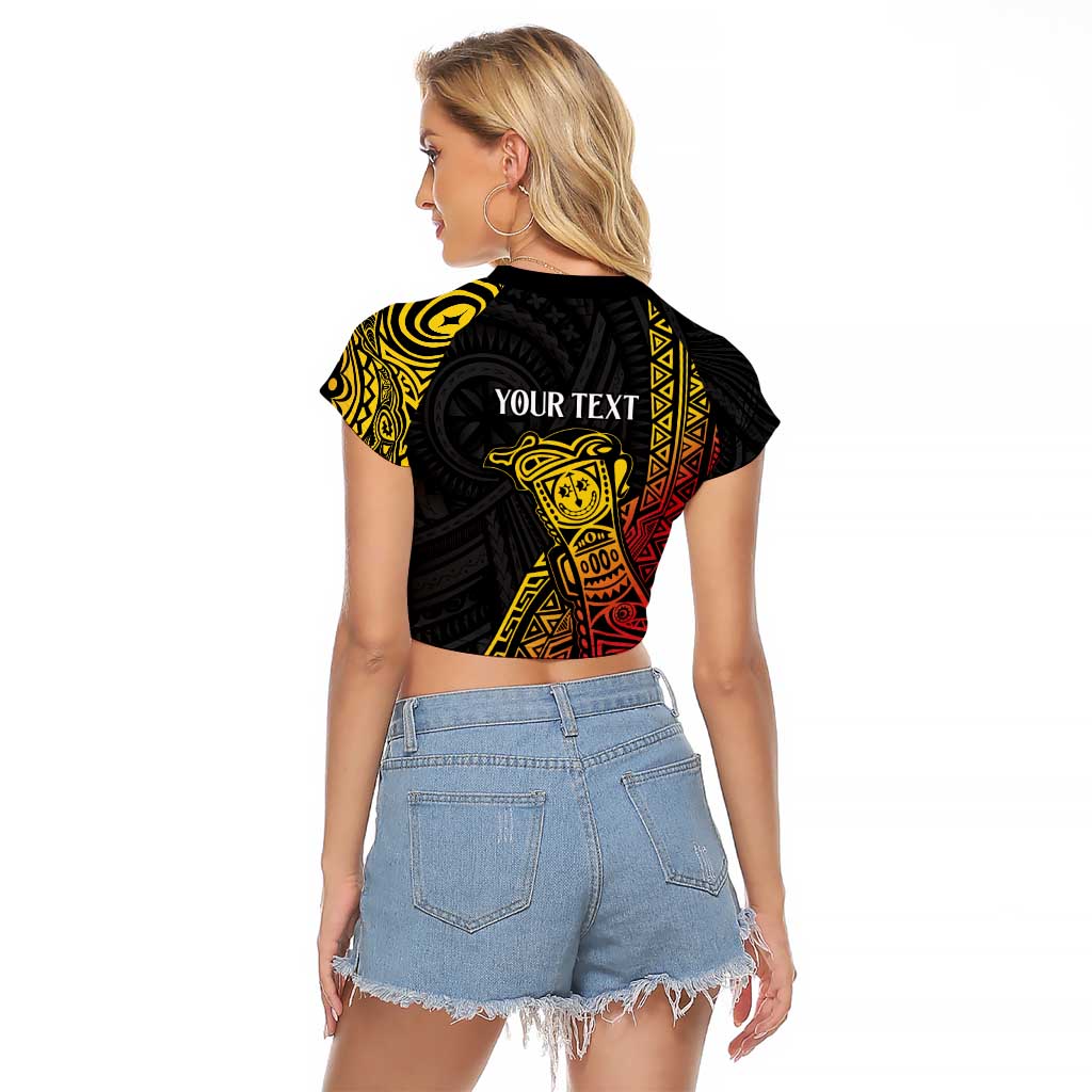 Personalized Papua New Guinea Raglan Cropped T Shirt Kundu Drum Carving Motifs