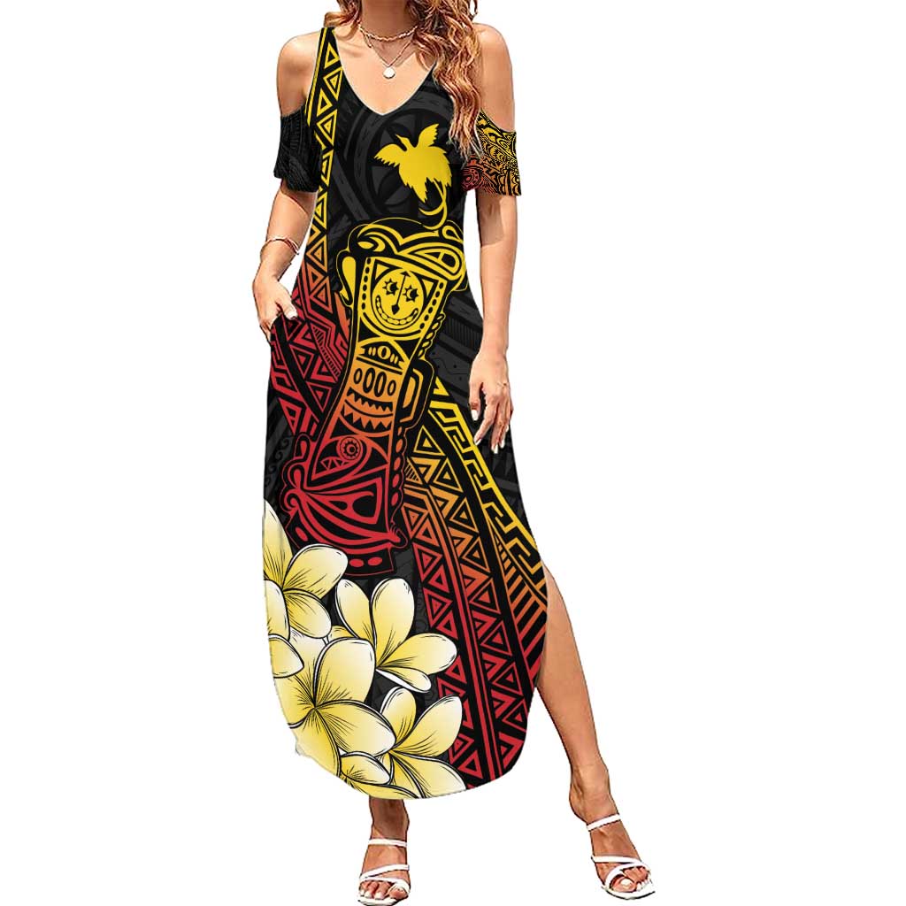 Personalized Papua New Guinea Summer Maxi Dress Kundu Drum Carving Motifs