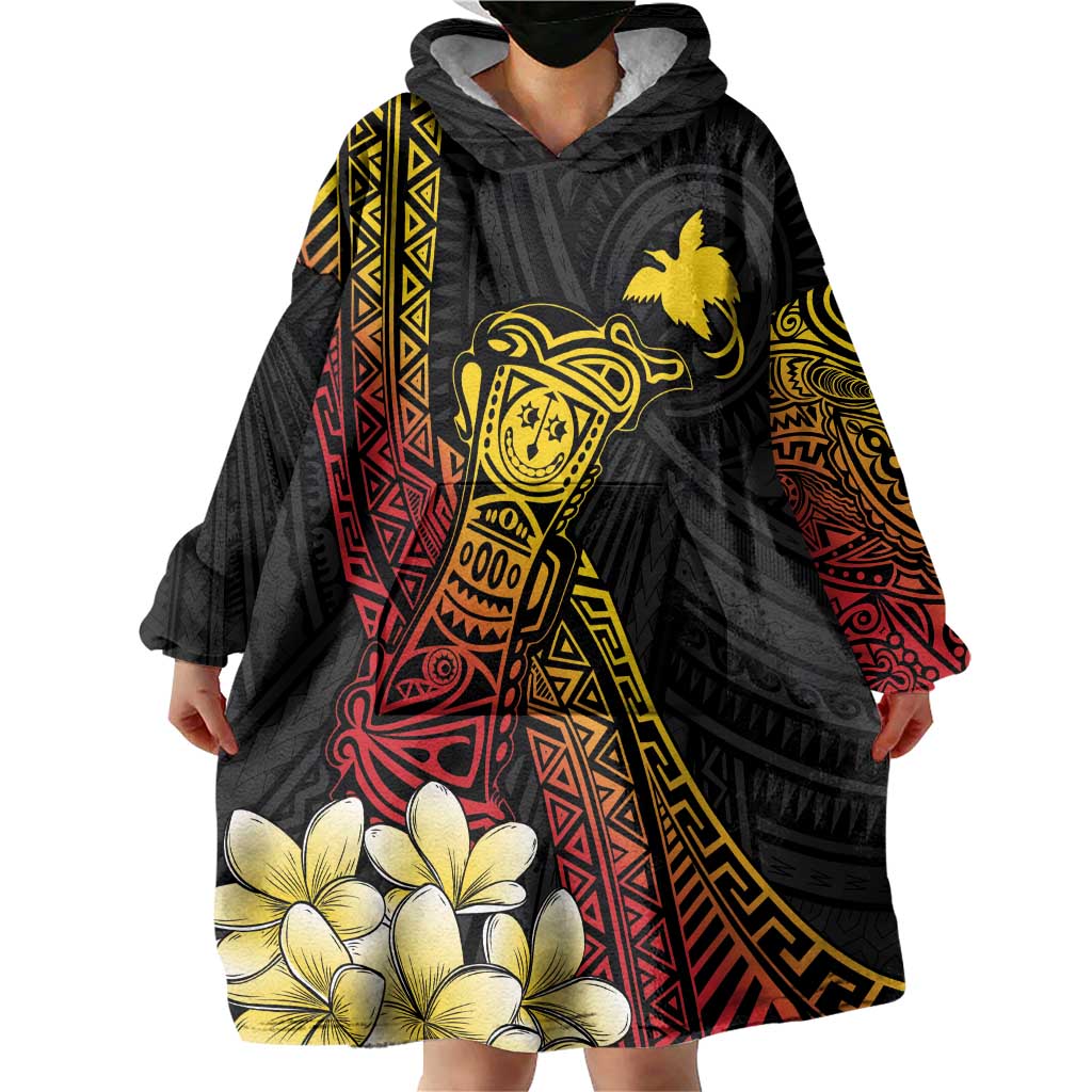 Personalized Papua New Guinea Wearable Blanket Hoodie Kundu Drum Carving Motifs