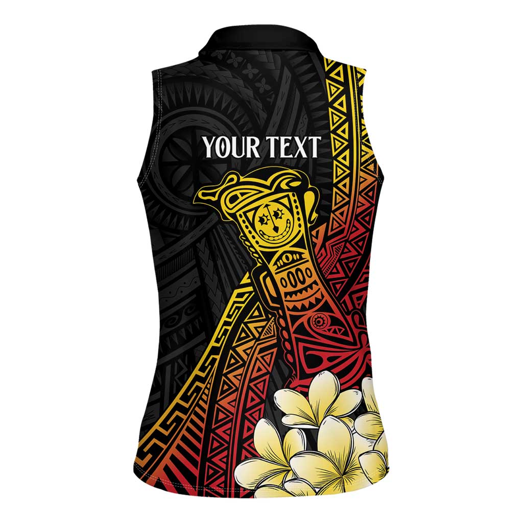 Personalized Papua New Guinea Women Sleeveless Polo Shirt Kundu Drum Carving Motifs