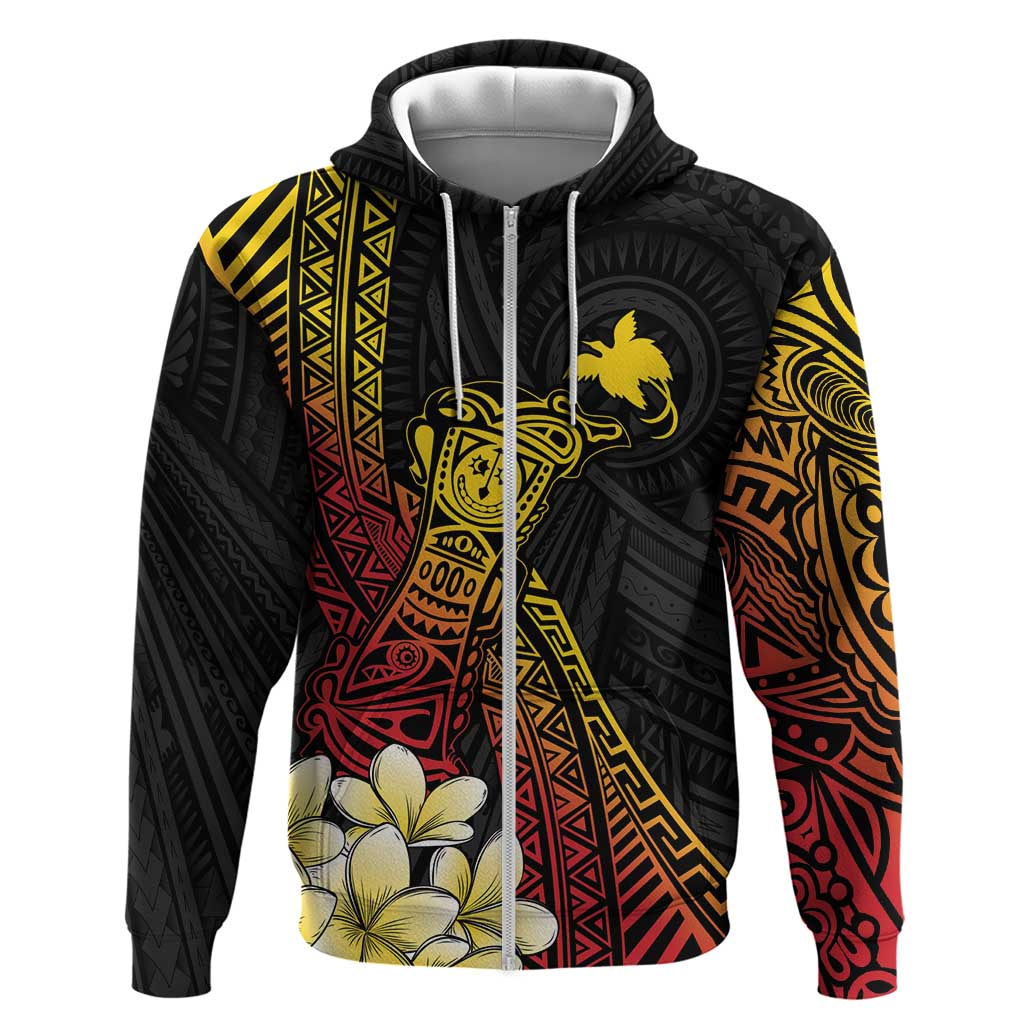 Personalized Papua New Guinea Zip Hoodie Kundu Drum Carving Motifs