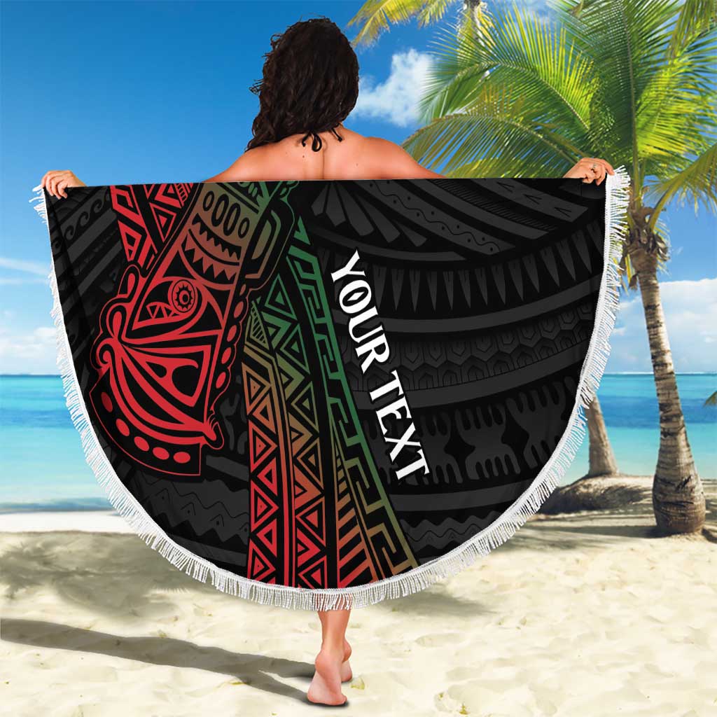 Personalized Papua New Guinea Beach Blanket Kundu Drum Motifs - Sepik Colors