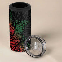 Personalized Papua New Guinea 4 in 1 Can Cooler Tumbler Kundu Drum Motifs - Sepik Colors