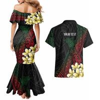 Personalized Papua New Guinea Couples Matching Mermaid Dress and Hawaiian Shirt Kundu Drum Motifs - Sepik Colors