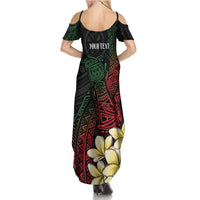 Personalized Papua New Guinea Family Matching Summer Maxi Dress and Hawaiian Shirt Kundu Drum Motifs - Sepik Colors