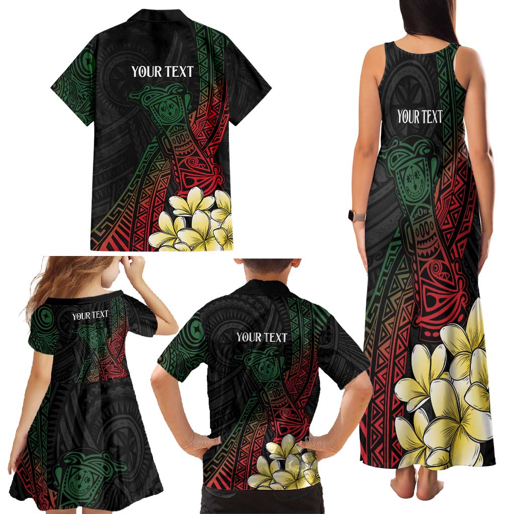 Personalized Papua New Guinea Family Matching Tank Maxi Dress and Hawaiian Shirt Kundu Drum Motifs - Sepik Colors