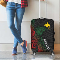 Personalized Papua New Guinea Luggage Cover Kundu Drum Motifs - Sepik Colors
