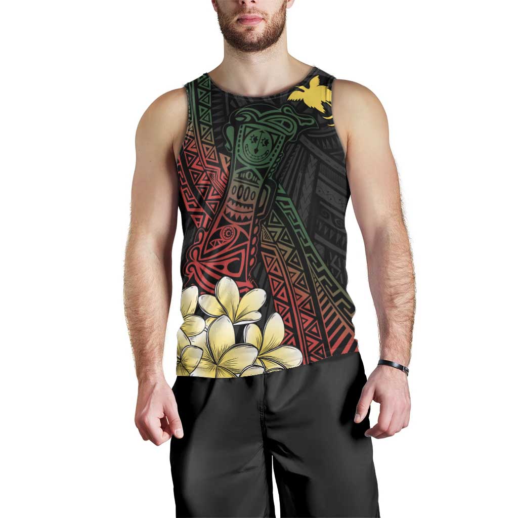 Personalized Papua New Guinea Men Tank Top Kundu Drum Motifs - Sepik Colors