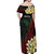 Personalized Papua New Guinea Off Shoulder Maxi Dress Kundu Drum Motifs - Sepik Colors