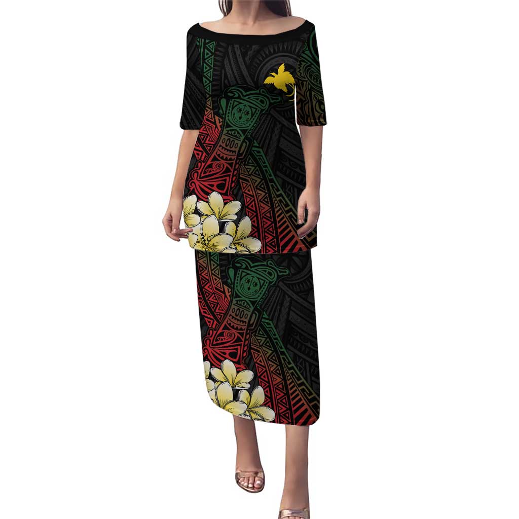 Personalized Papua New Guinea Puletasi Kundu Drum Motifs - Sepik Colors