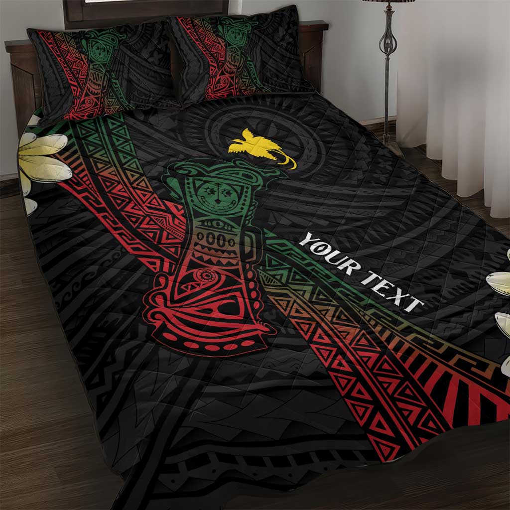 Personalized Papua New Guinea Quilt Bed Set Kundu Drum Motifs - Sepik Colors