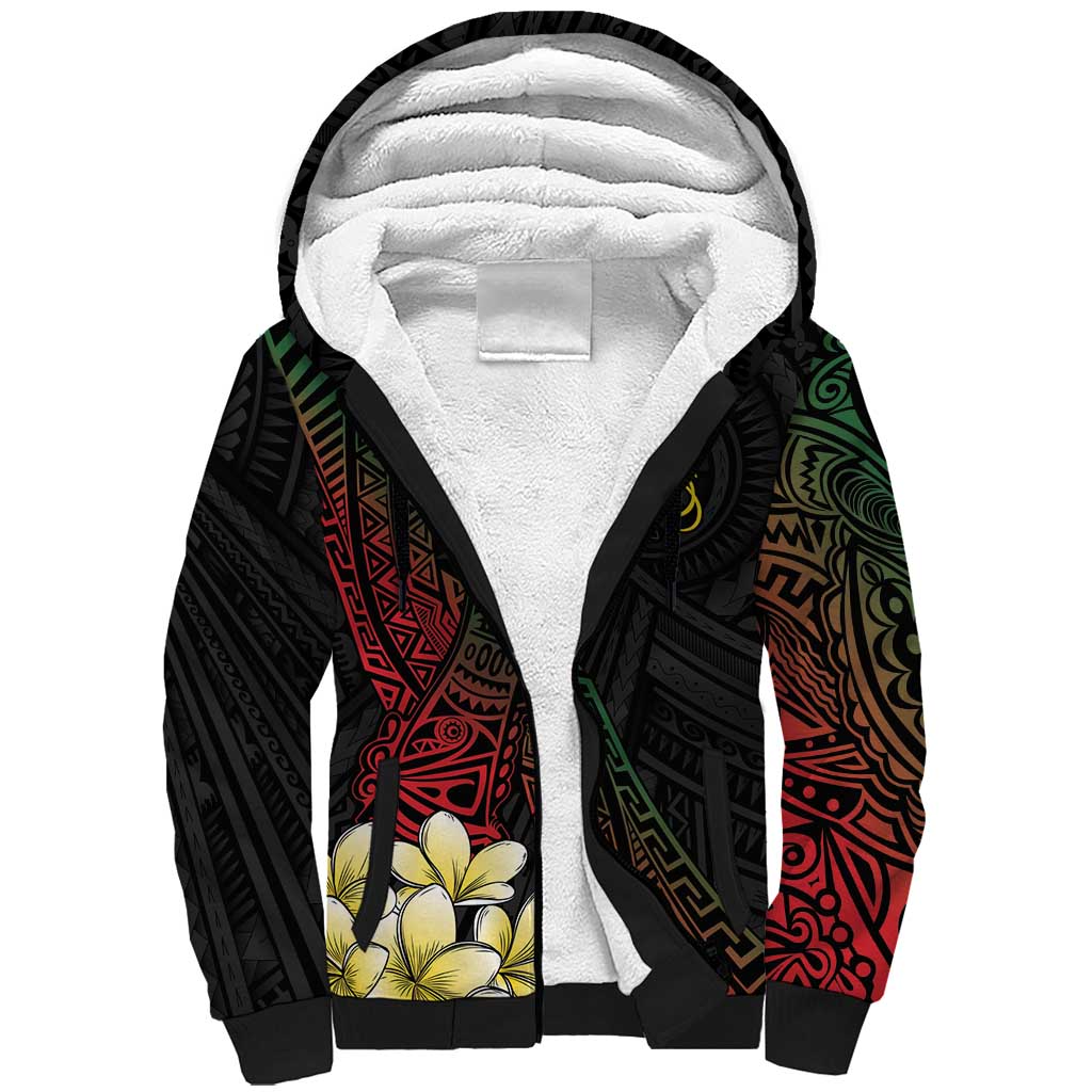 Personalized Papua New Guinea Sherpa Hoodie Kundu Drum Motifs - Sepik Colors