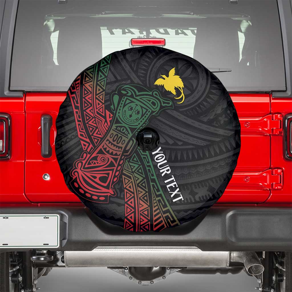 Personalized Papua New Guinea Spare Tire Cover Kundu Drum Motifs - Sepik Colors