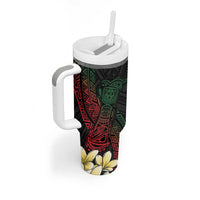 Personalized Papua New Guinea Tumbler With Handle Kundu Drum Motifs - Sepik Colors