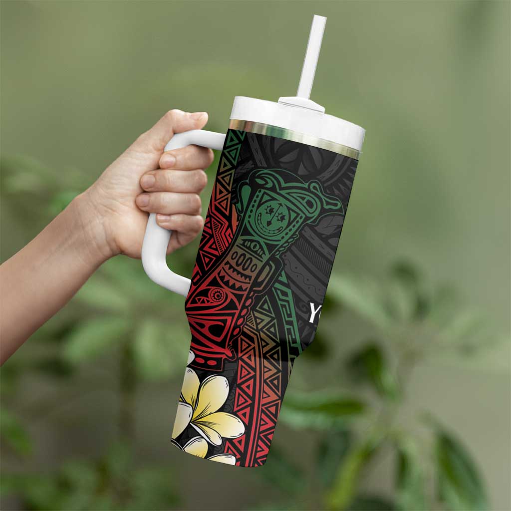 Personalized Papua New Guinea Tumbler With Handle Kundu Drum Motifs - Sepik Colors