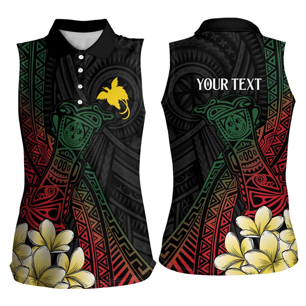 Personalized Papua New Guinea Women Sleeveless Polo Shirt Kundu Drum Motifs - Sepik Colors