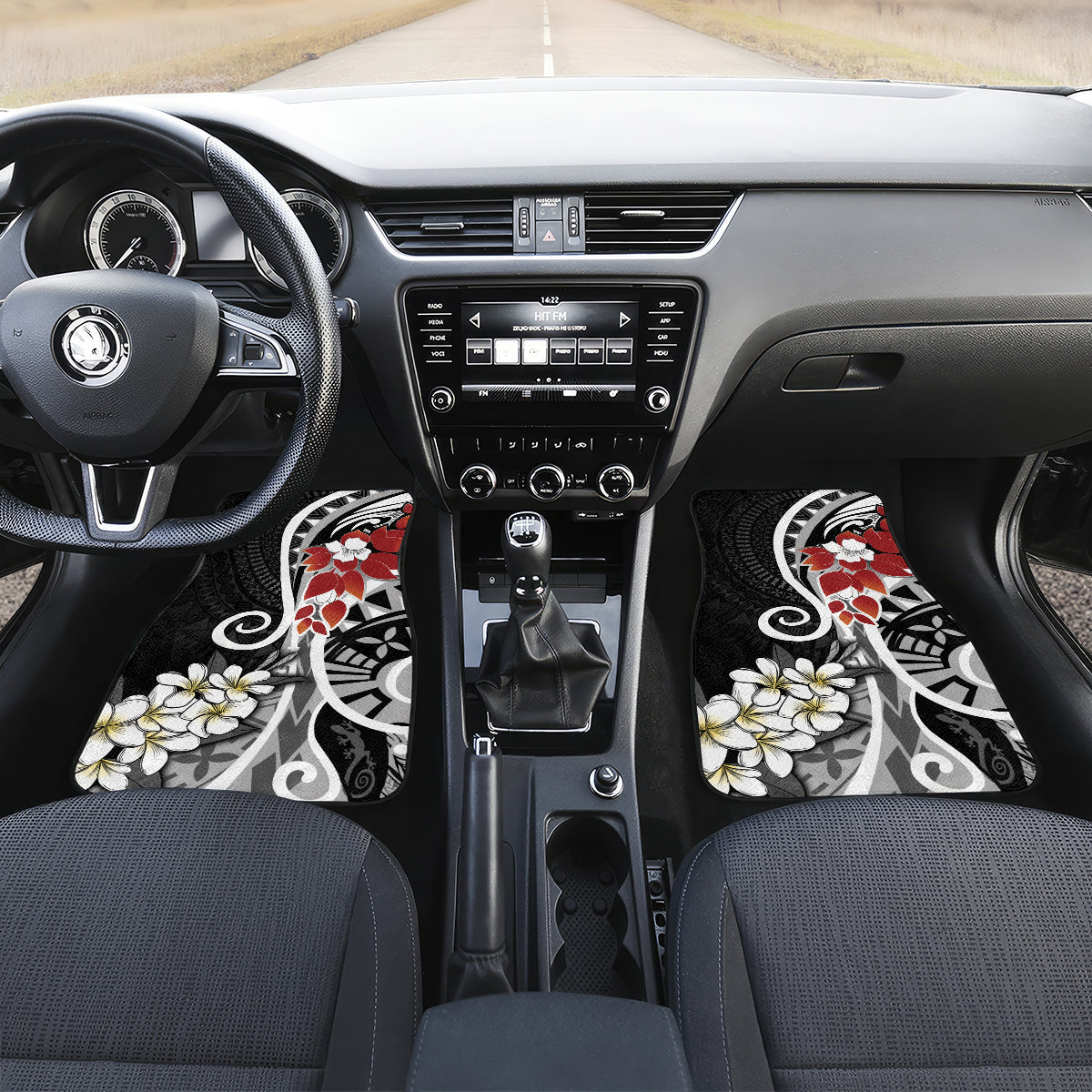Bula Fiji Tagimaucia Mix Plumeria Masi Tapa Car Mats Black