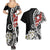 Bula Fiji Tagimaucia Mix Plumeria Masi Tapa Couples Matching Summer Maxi Dress and Hawaiian Shirt Black LT7 - Polynesian Pride