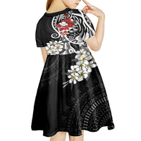 Bula Fiji Tagimaucia Mix Plumeria Masi Tapa Kid Short Sleeve Dress Black LT7 - Polynesian Pride