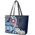 Bula Fiji Tagimaucia Mix Plumeria Masi Tapa Leather Tote Bag Blue